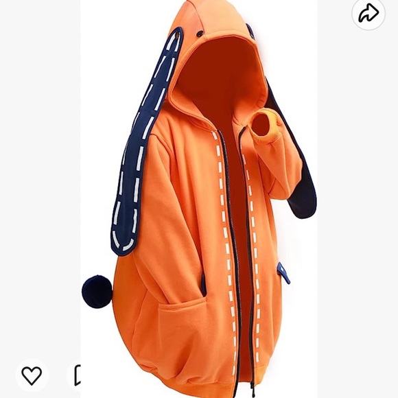 EUC C-Zofek Runa Yomuzuki Anime Cosplay Orange Hoodie Bunny Ears Tail size M - Picture 3 of 7